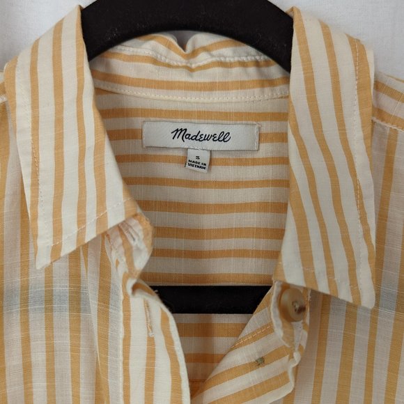 Madewell Workwear Yellow Striped Shirt Size Small - Picture 5 of 12